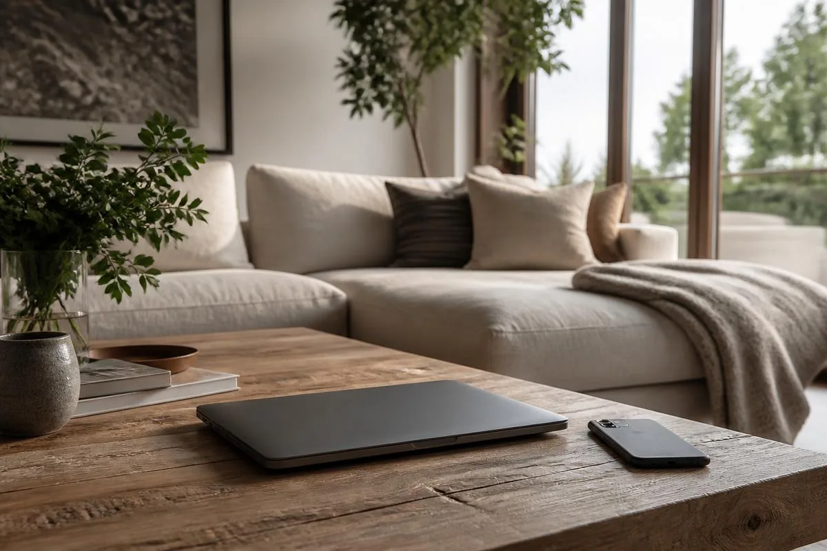 Quiet home office corner with a personal computer used for family email, banking, and everyday browsing